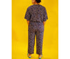 PKL by Tioria - Cheetah Print Choco Navy (Short Sleeve & Long Pants)