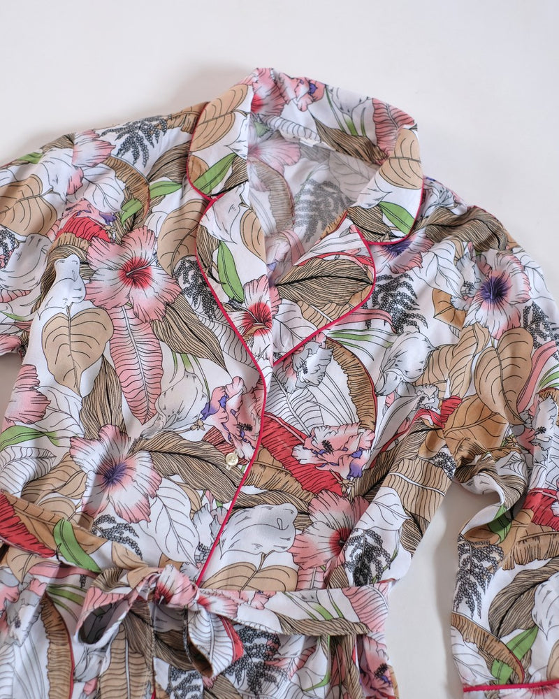 PKL Dailywear Kimono Leaf Motif Long Sleeve with Belt